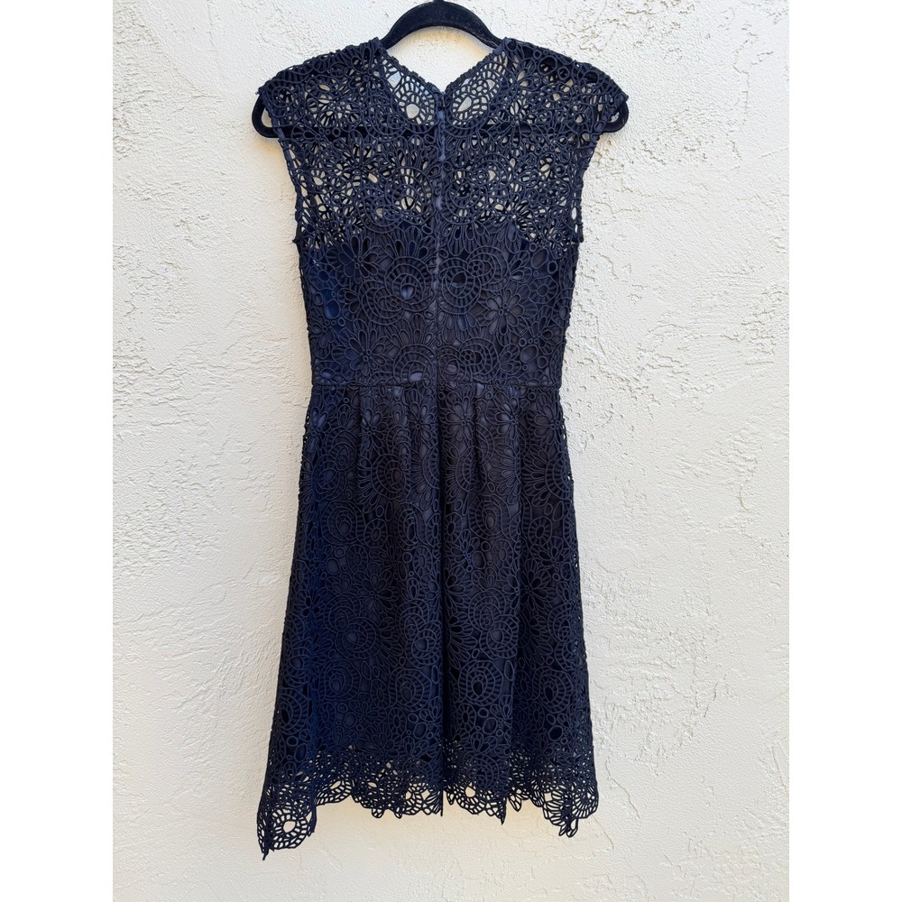 Lela Rose NEW Black Crochet Lace Fit Flare Glam Feminine Party Mini Dress